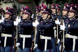 Allievi del corso Turinetto II al momento del giuramento - canto dell'Inno d'Italia
