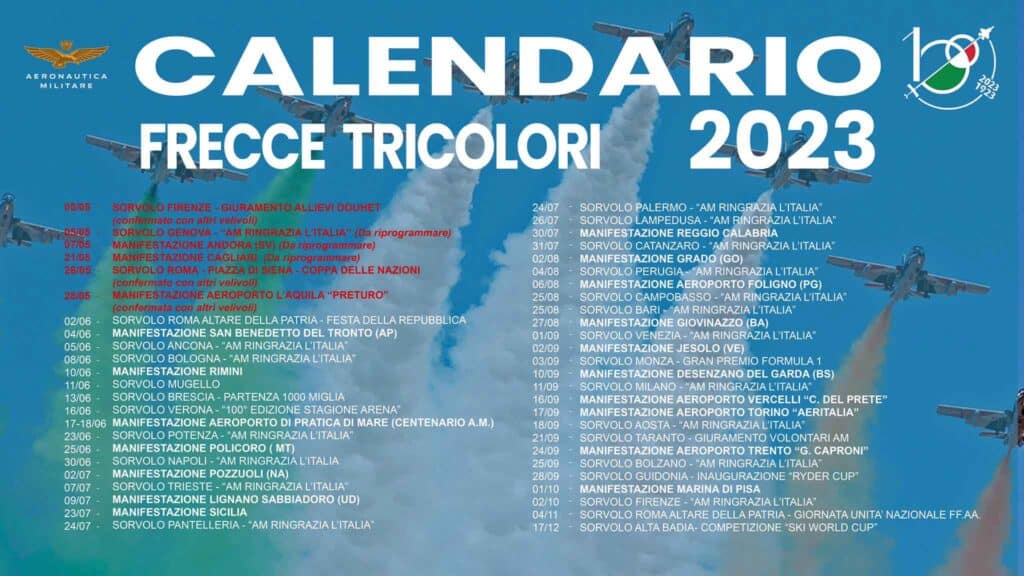 Calendario Frecce Tricolori 2023